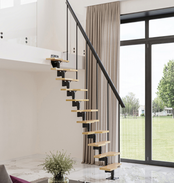 Modulové schody ATLANTA Black (RAL 9005) + beech treads