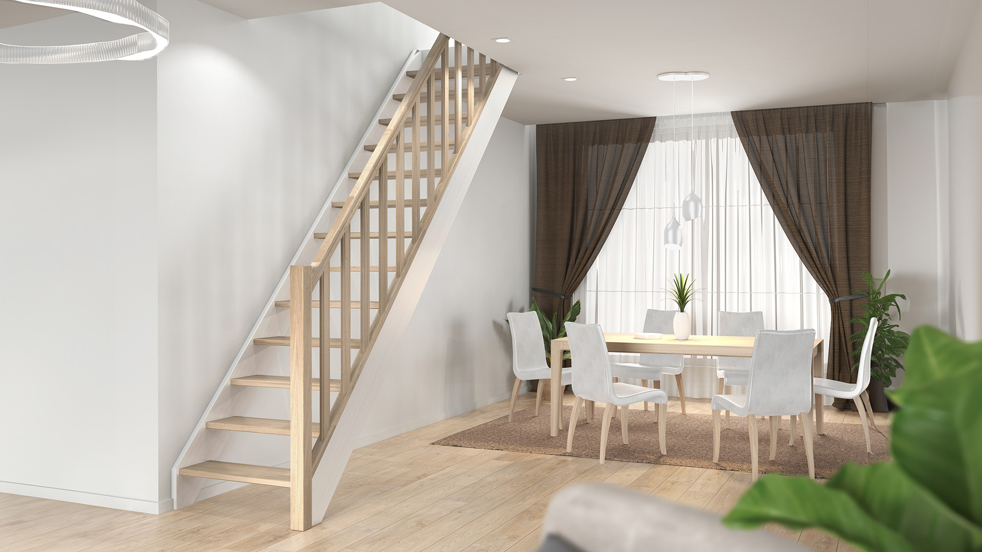 Dřevěné schody HELSINKI bílé White